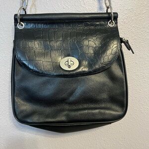 Gun tote n mamas black pebbled leather Crossbody Bag.